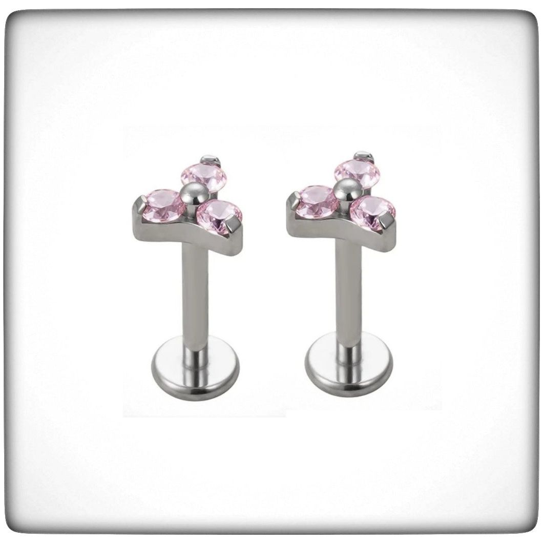 *Titanium & Pink Cubic Zirconia Trio