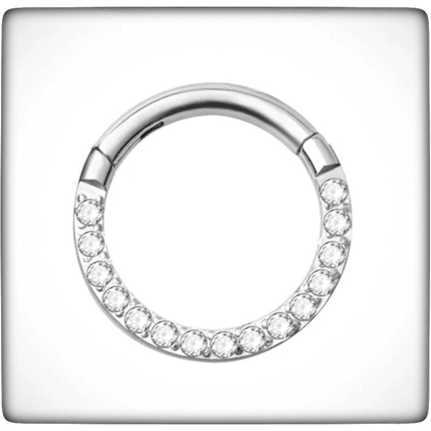 *Titanium & Cubic Zirconia Pavè Set Hinged Ring 10mm