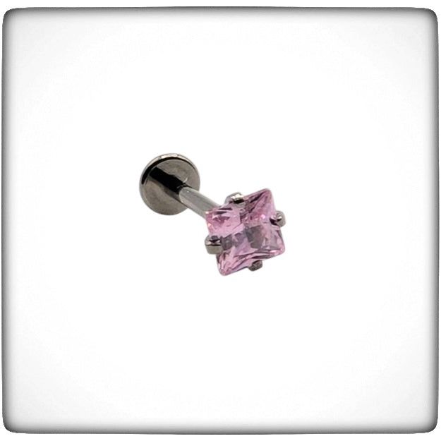 *Titanium & Pink Cubic Zirconia Diamond Cut