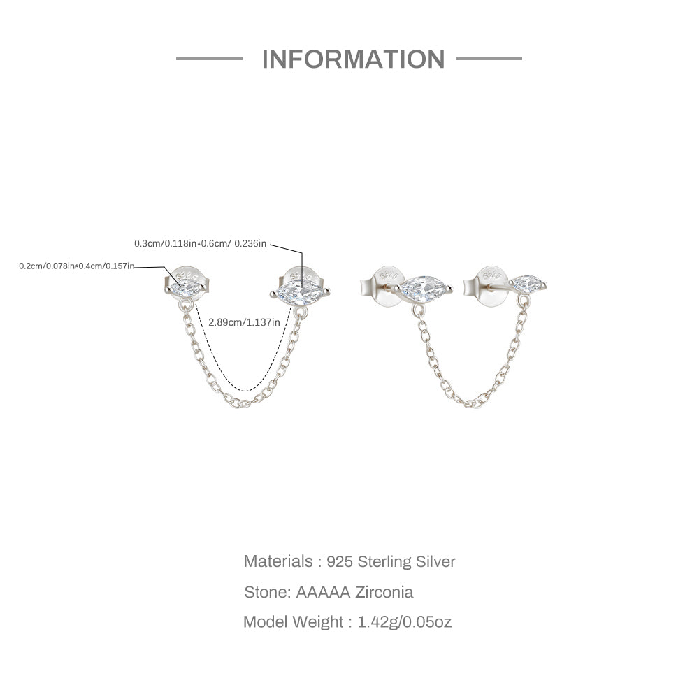 925 Chain Linked CZ Oval Earrings