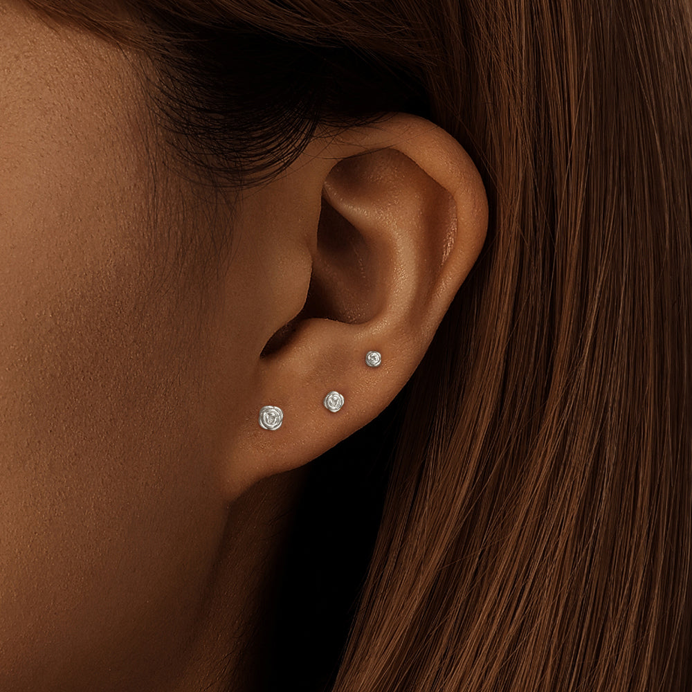 Triple Rose 925 Silver Earrings