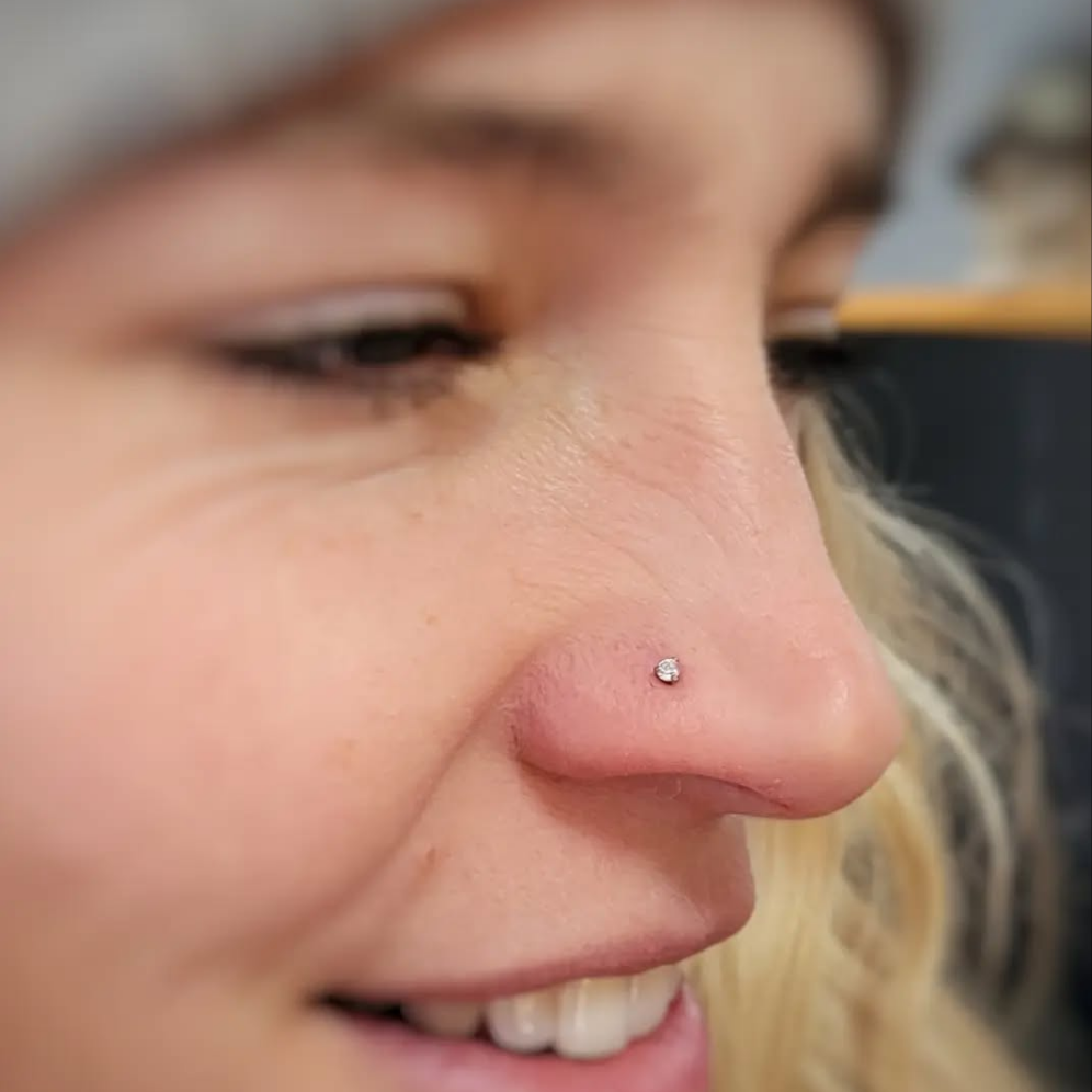 *Titanium & Clear Cubic Zirconia Nose Screw Stud