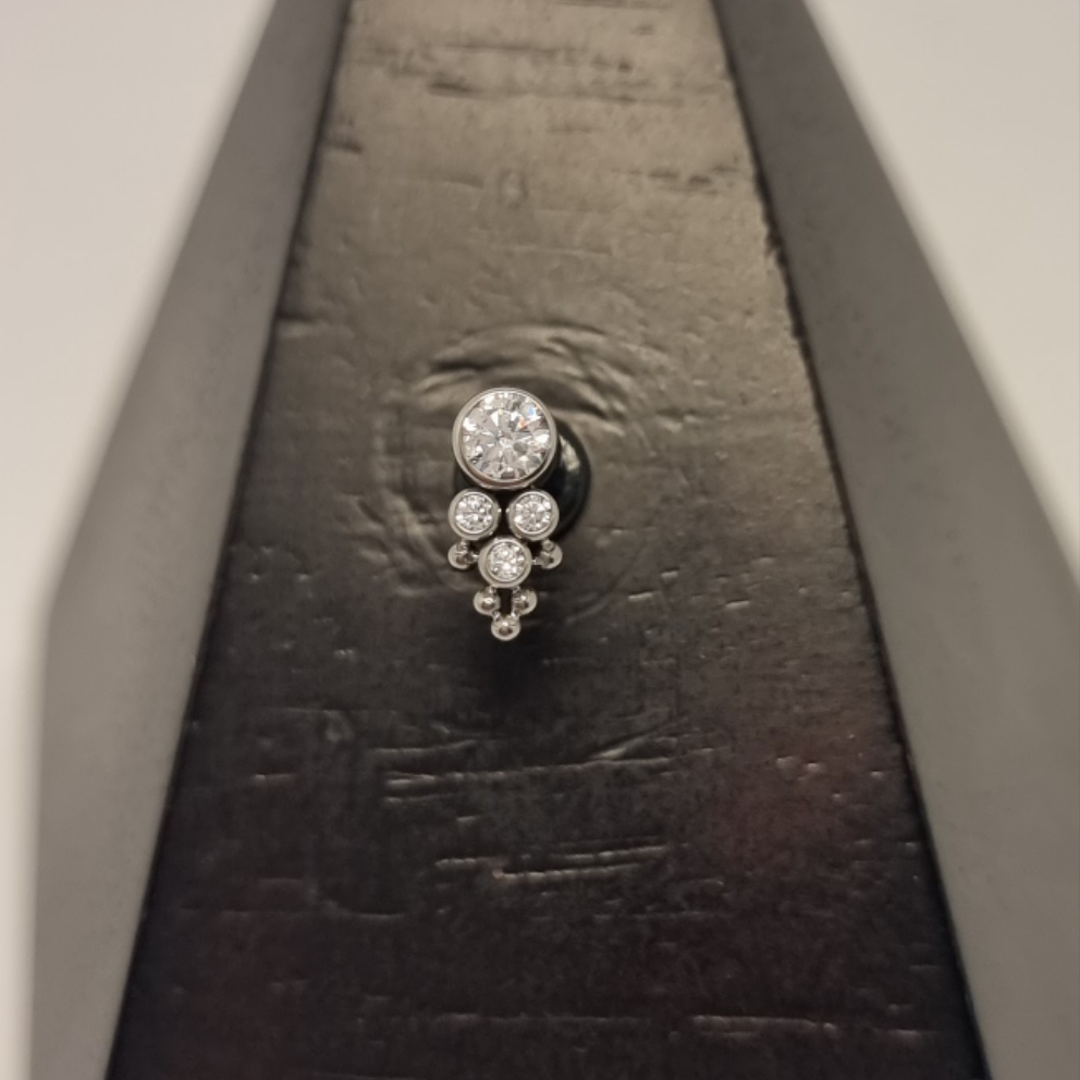 'Crystal Cone' Titanium & Clear Cubic Zirconia Cluster