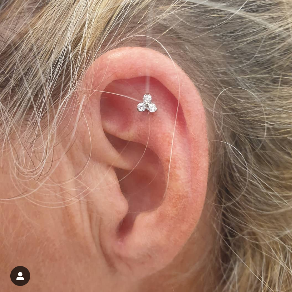 *Titanium & Clear Cubic Zirconia Trio