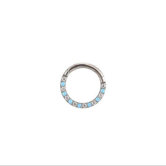 Titanium, Turquoise & CZ Ring 10mm