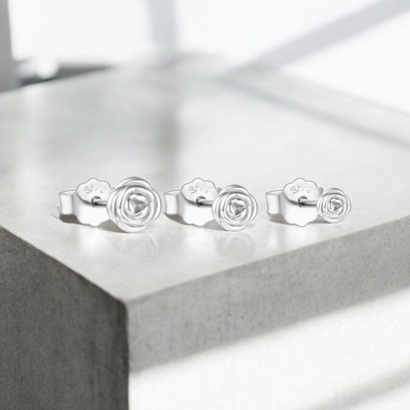 Triple Rose 925 Silver Earrings