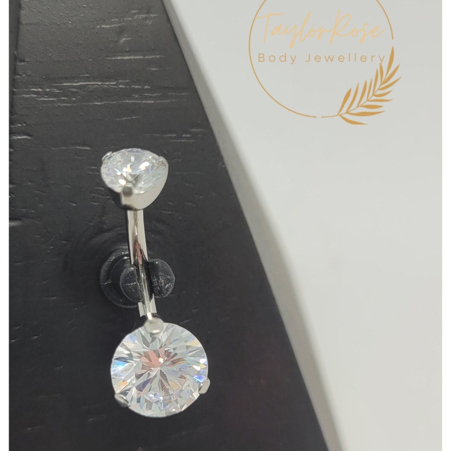 Navel Curve Prong Set Crystal Clear Cubic Zirconia