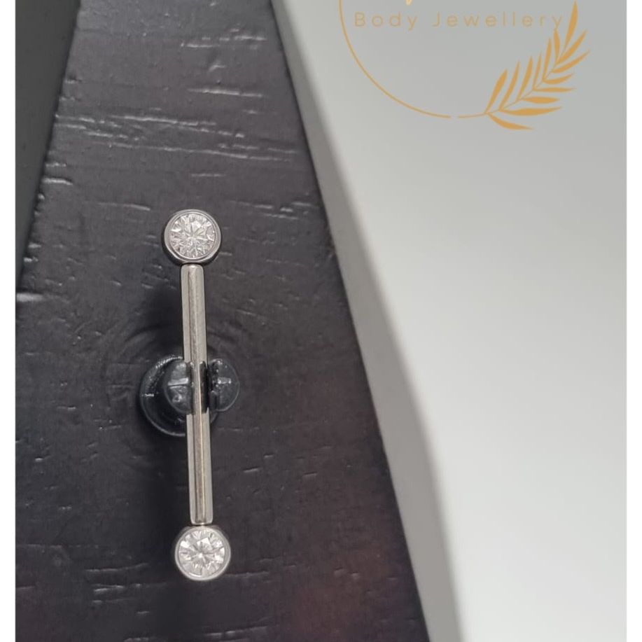 *Crystal Clear Cubic Zirconia Barbell
