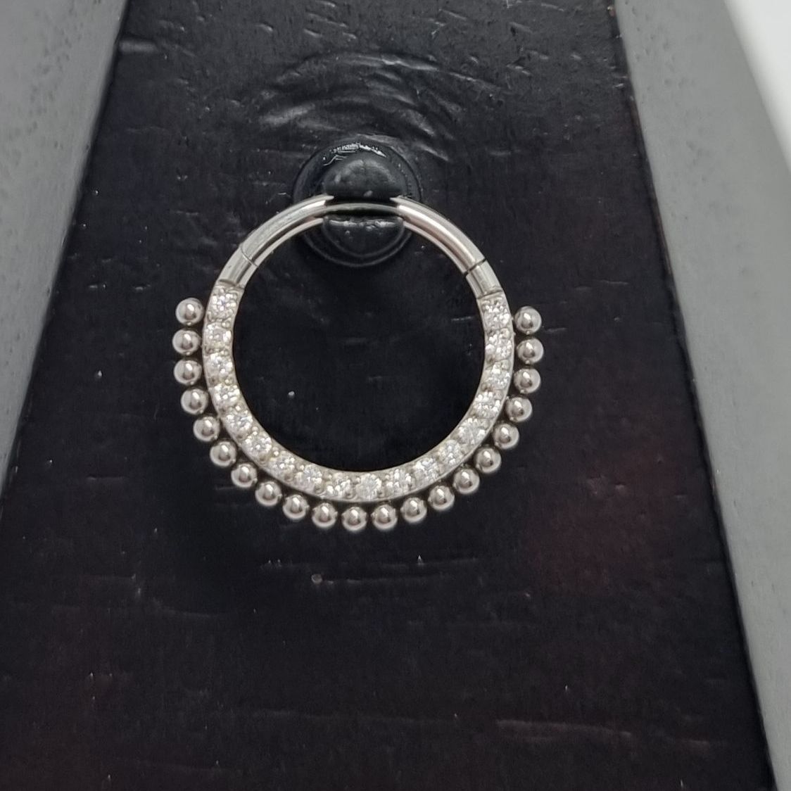 Crystal Pavè Hinged Ring With Titanium Balls 10mm