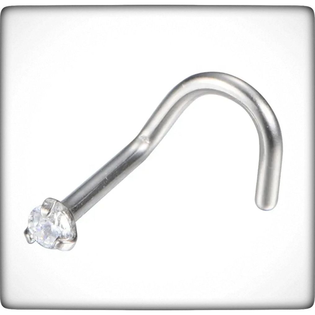 *Titanium & Clear Cubic Zirconia Nose Screw Stud