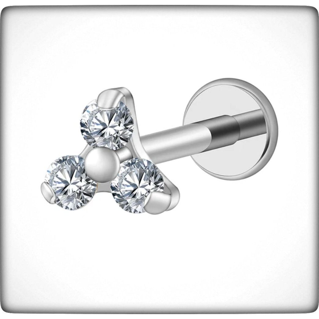 *Titanium & Clear Cubic Zirconia Trio