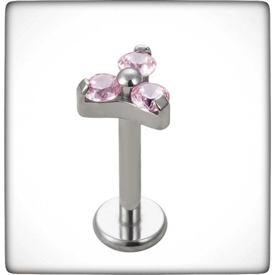 *Titanium & Pink Cubic Zirconia Trio