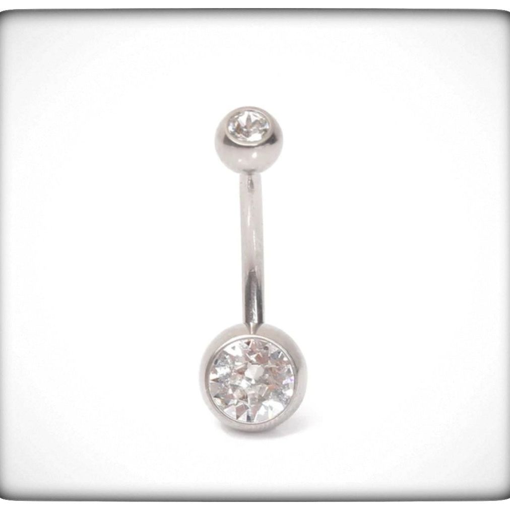 *Titanium & Clear Cubic Zirconia Navel Bar