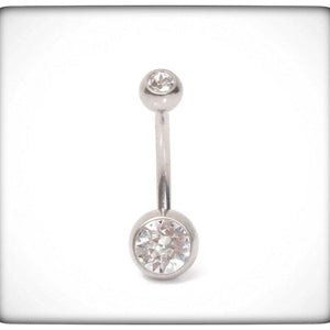 *Titanium & Clear Cubic Zirconia Navel Bar