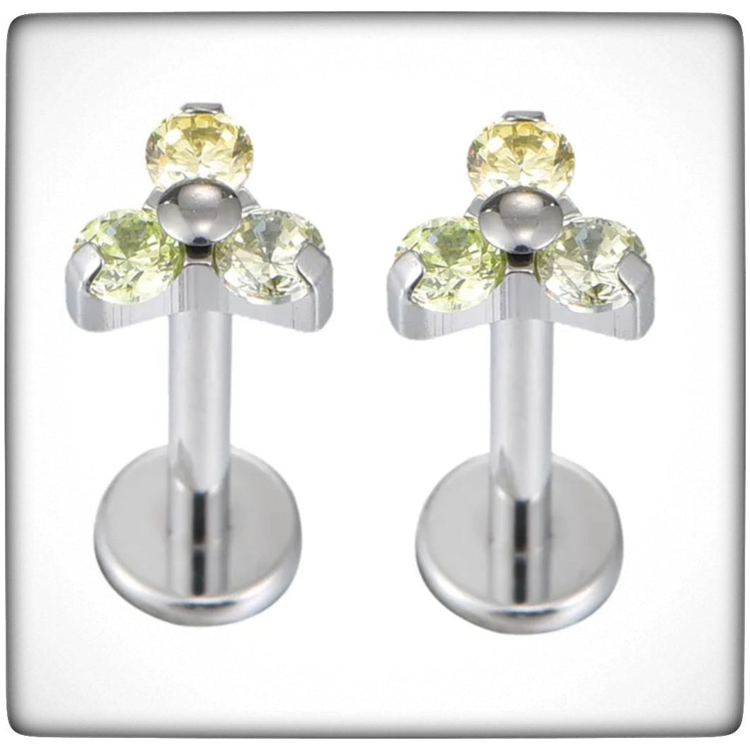 *Titanium & Three Tone Yellow Cubic Zirconia Crystal Trio