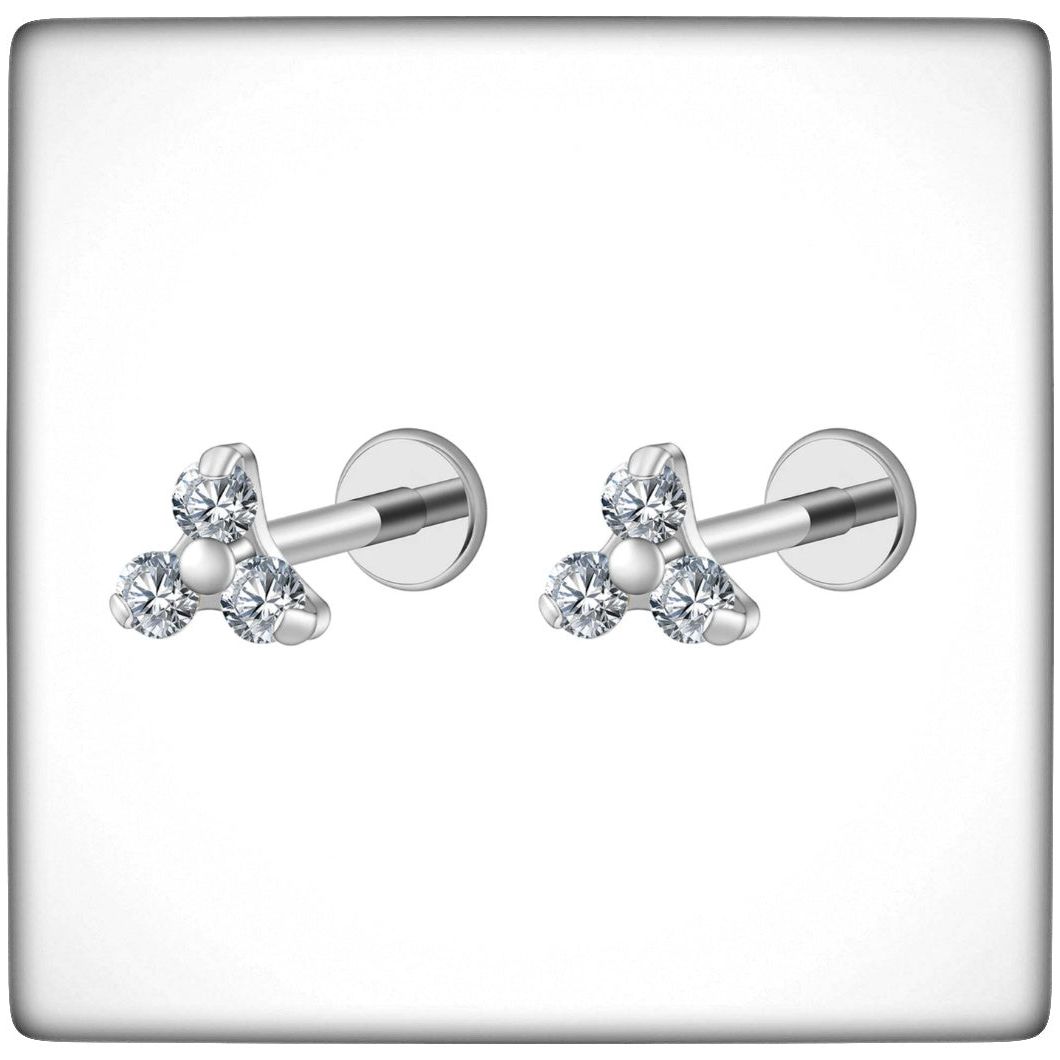 *Titanium & Clear Cubic Zirconia Trio