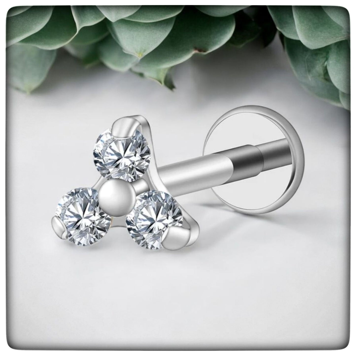*Titanium & Clear Cubic Zirconia Trio