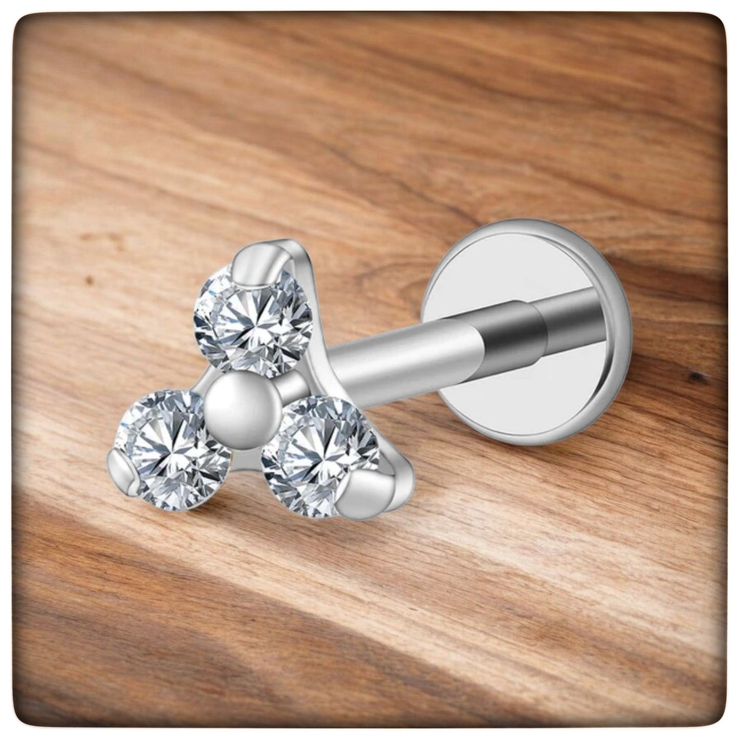 *Titanium & Clear Cubic Zirconia Trio