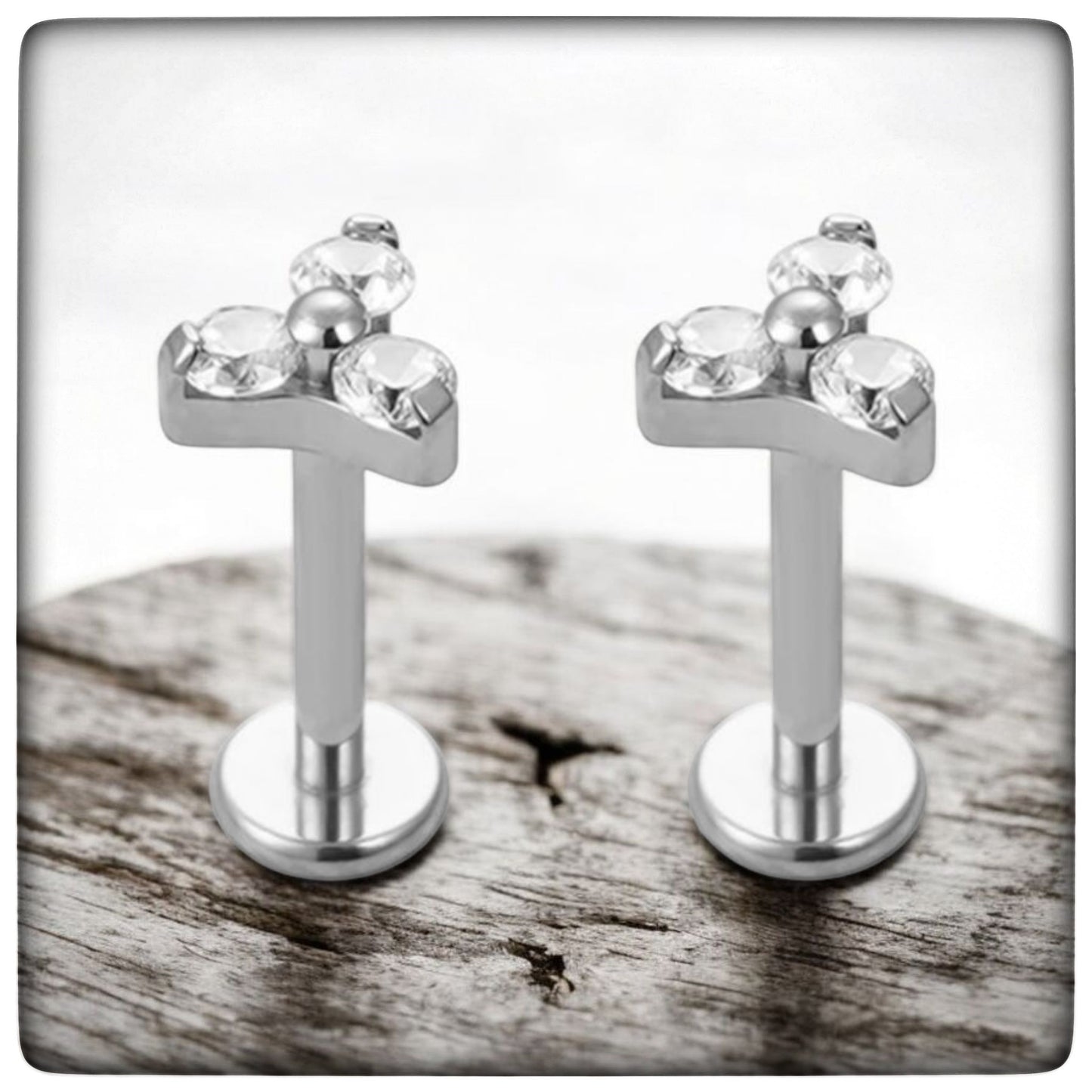 *Titanium & Clear Cubic Zirconia Trio