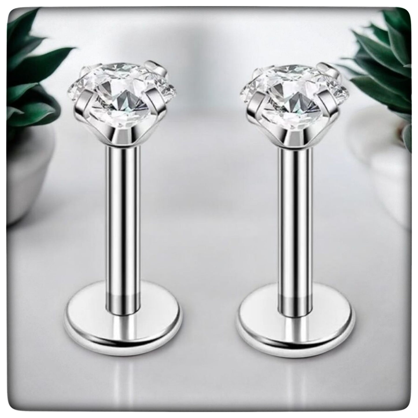 *Titanium & Clear Cubic Zirconia Single Crystal