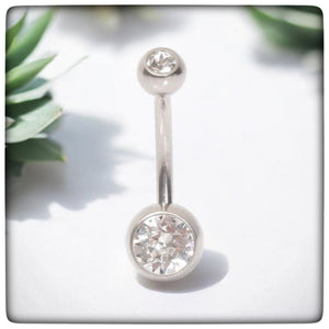 *Titanium & Clear Cubic Zirconia Navel Bar