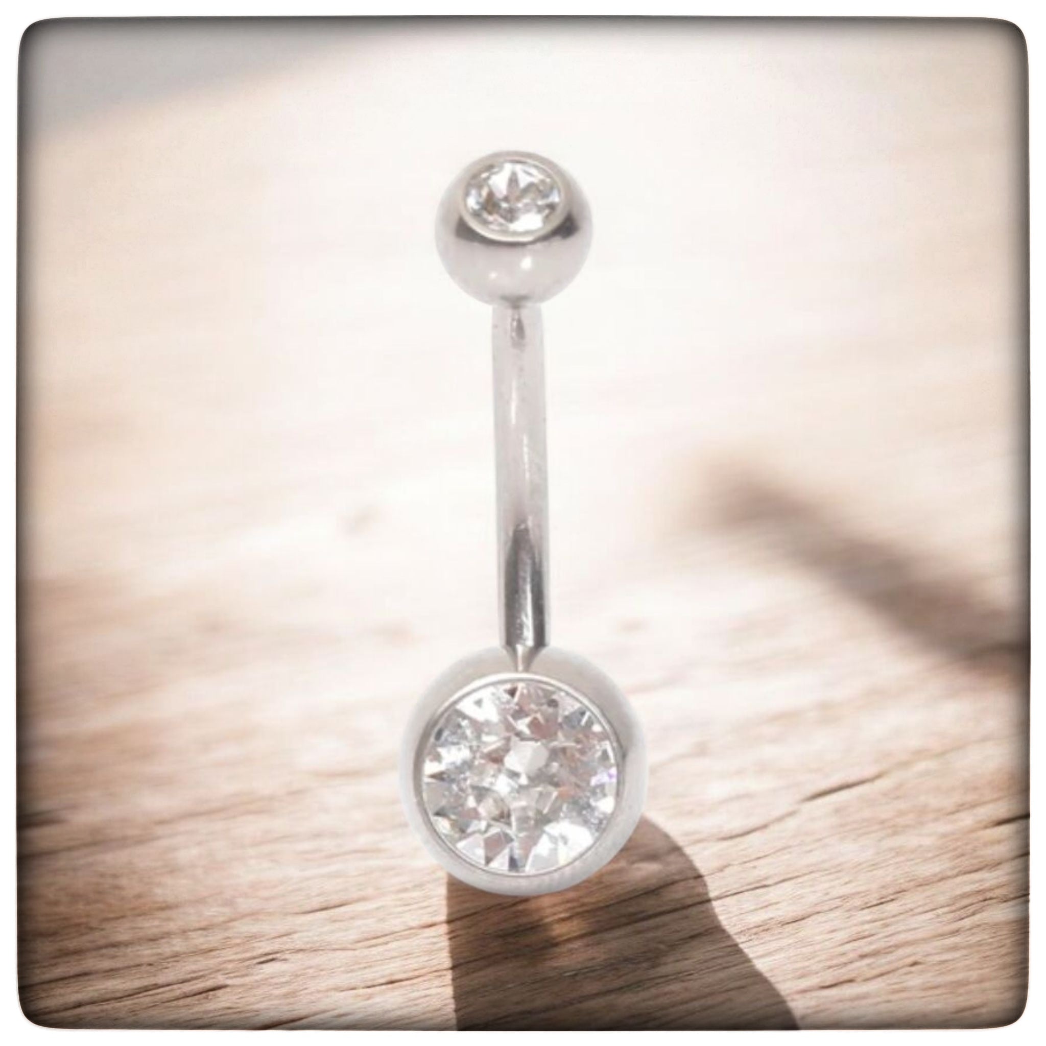 *Titanium & Clear Cubic Zirconia Navel Bar
