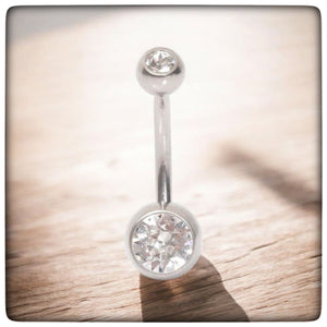 *Titanium & Clear Cubic Zirconia Navel Bar
