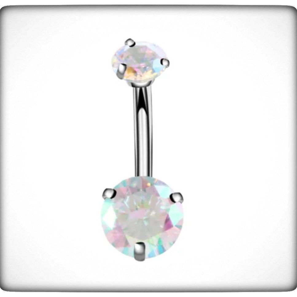 Titanium & AB Cubic Zirconia Navel Bar