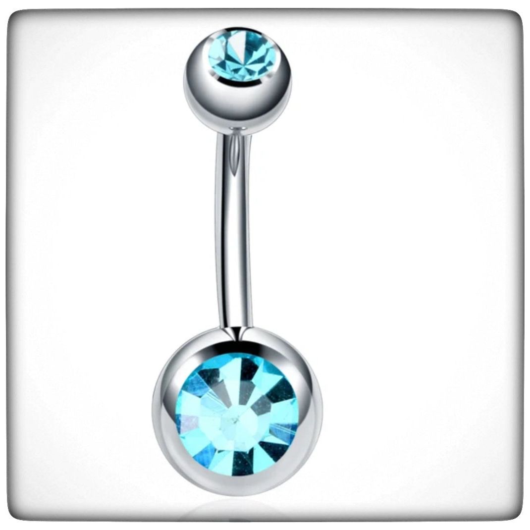 *Titanium & Blue Cubic Zirconia Navel Bar