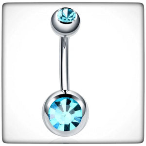 *Titanium & Blue Cubic Zirconia Navel Bar