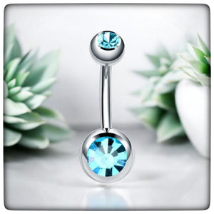 *Titanium & Blue Cubic Zirconia Navel Bar