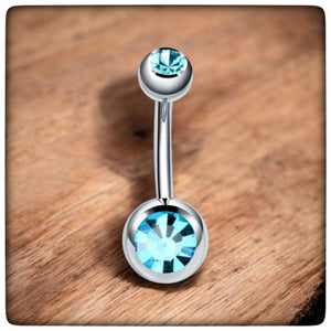 *Titanium & Blue Cubic Zirconia Navel Bar