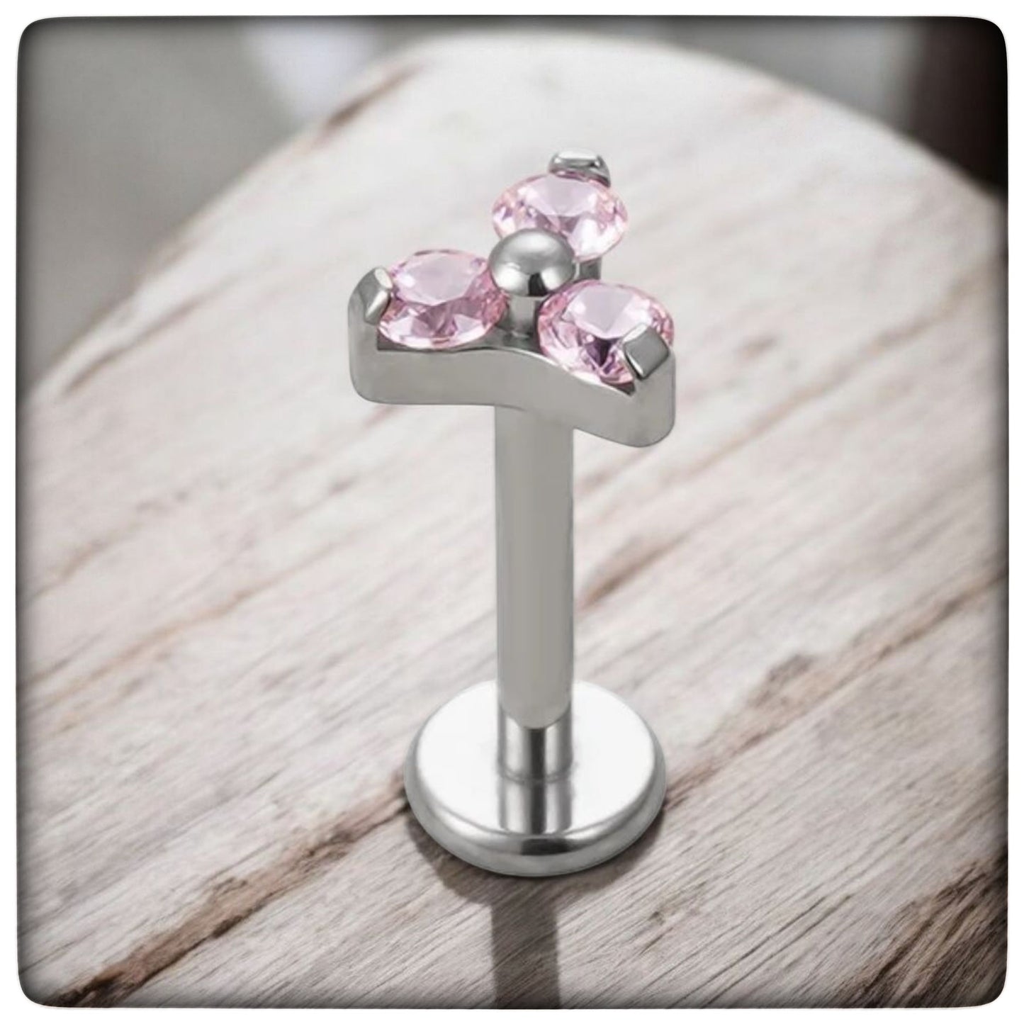 *Titanium & Pink Cubic Zirconia Trio