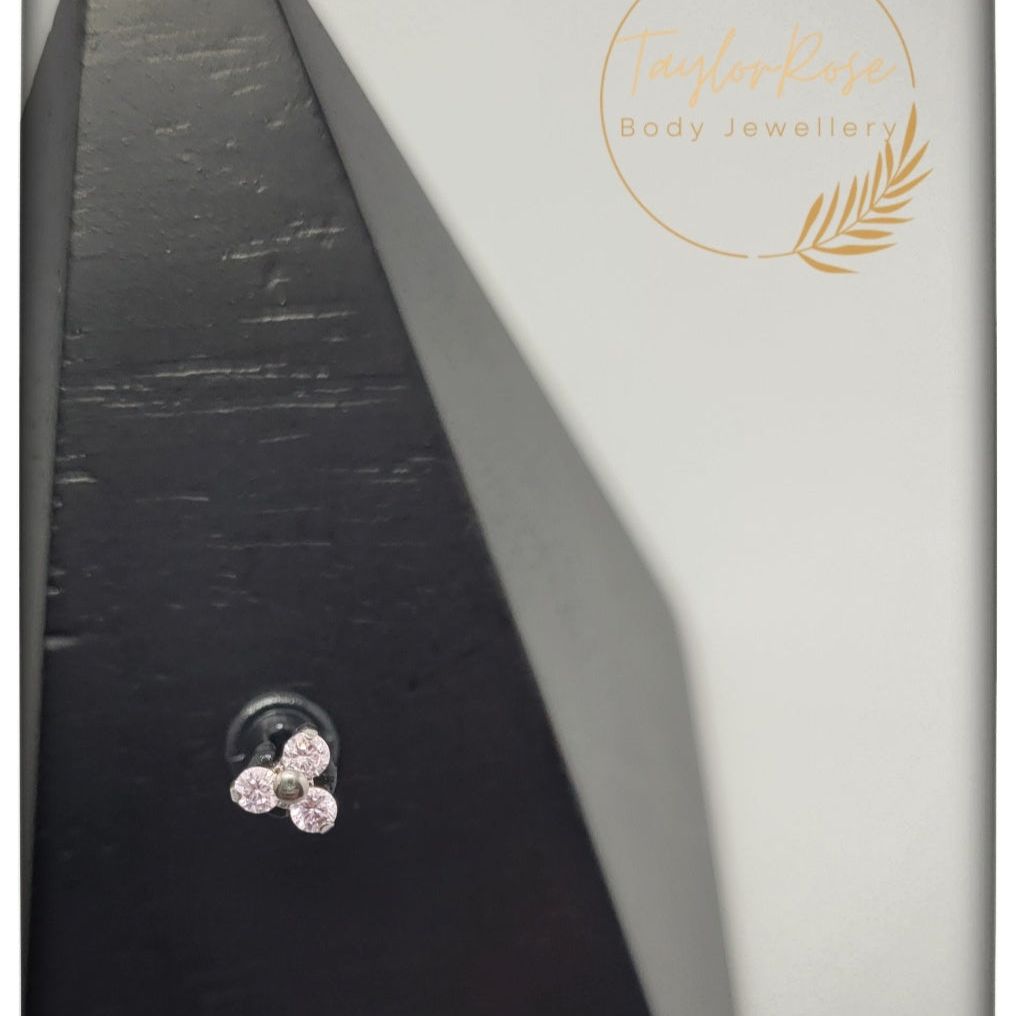 *Titanium & Pink Cubic Zirconia Trio