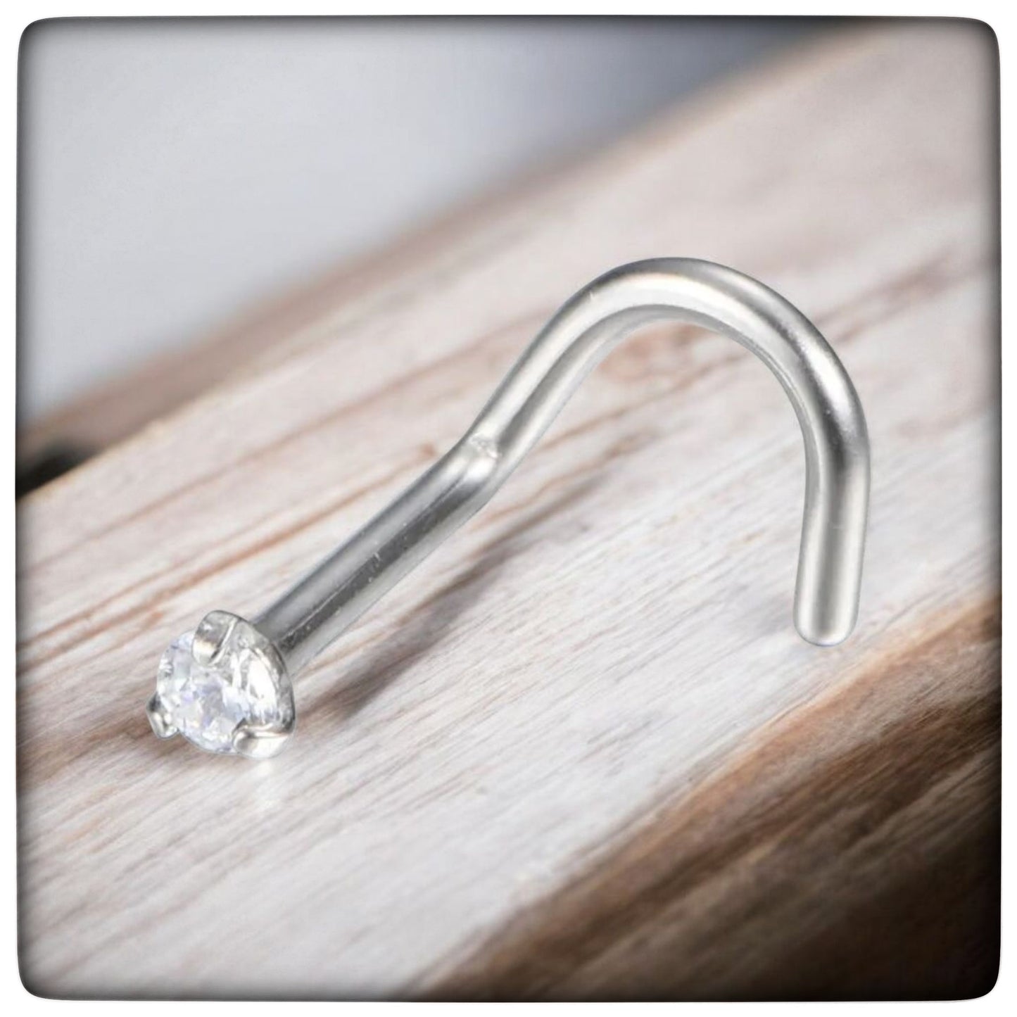 *Titanium & Clear Cubic Zirconia Nose Screw Stud