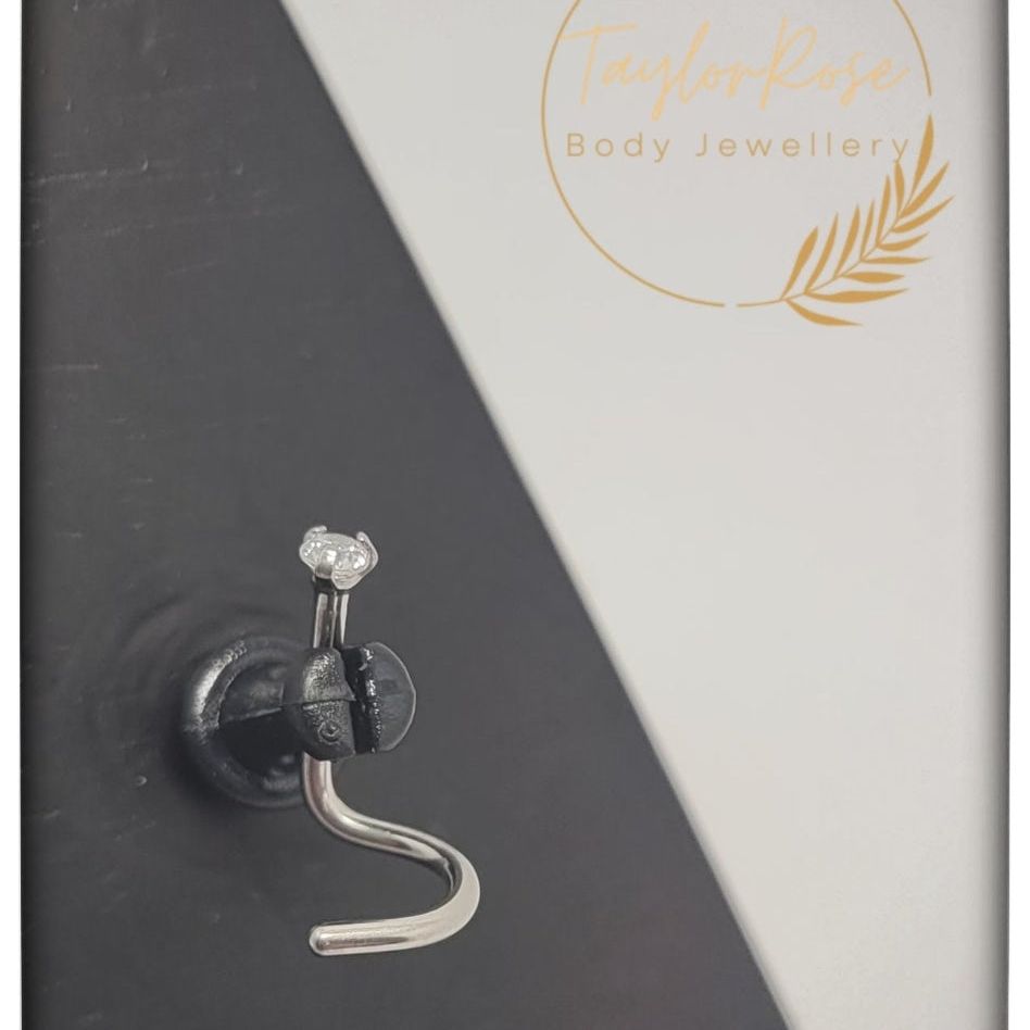 *Titanium & Clear Cubic Zirconia Nose Screw Stud