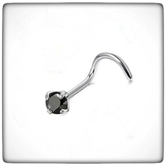 *Titanium & Black Cubic Zirconia Nose Screw Stud