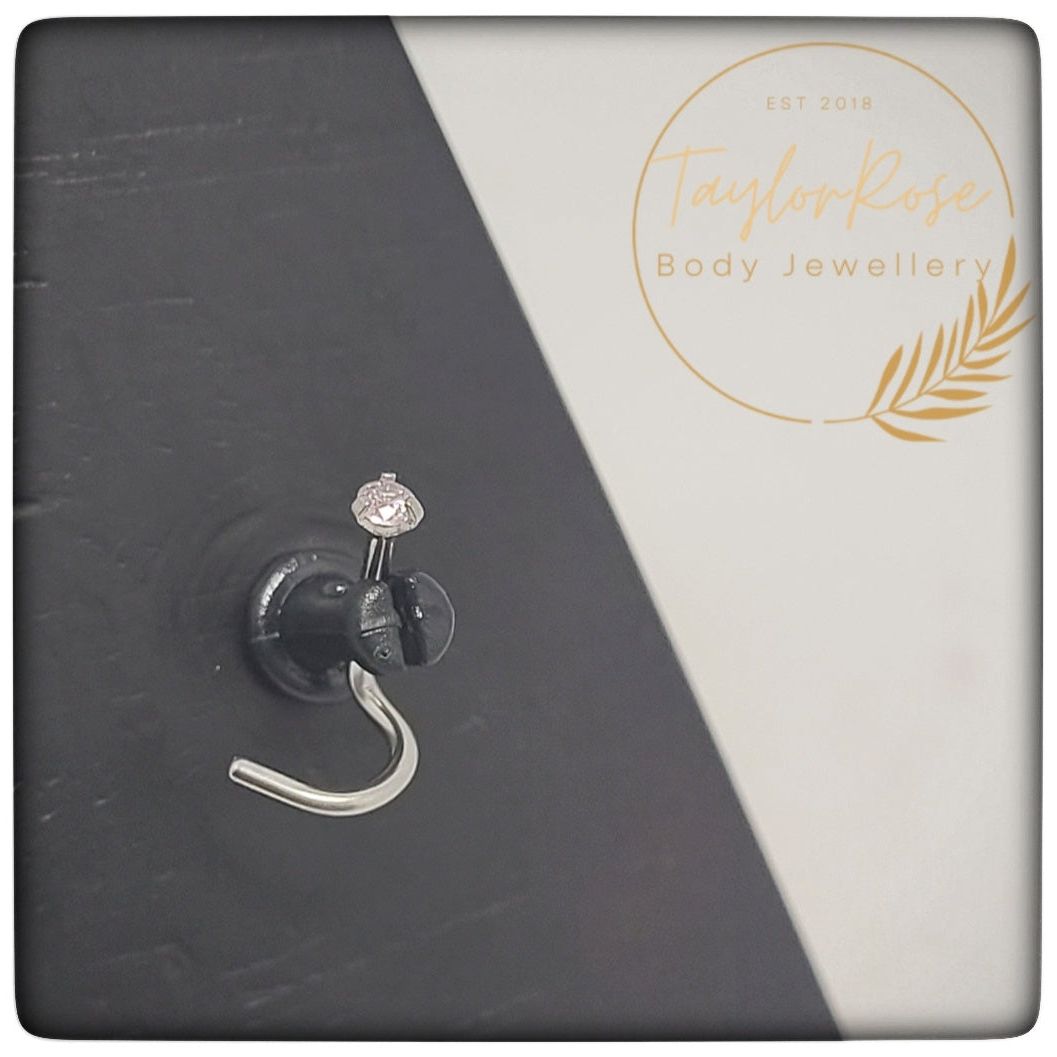 *Titanium & Pink Cubic Zirconia Nose Screw Stud
