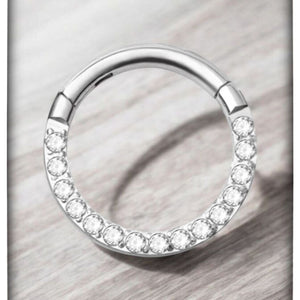 *Titanium & Cubic Zirconia Pavè Set Hinged Ring 10mm
