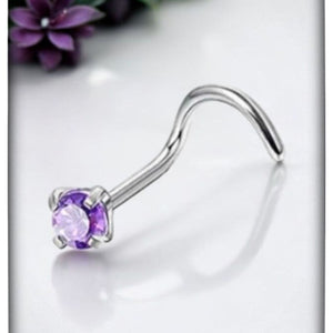 *Titanium & Purple Cubic Zirconia Nose Screw Stud