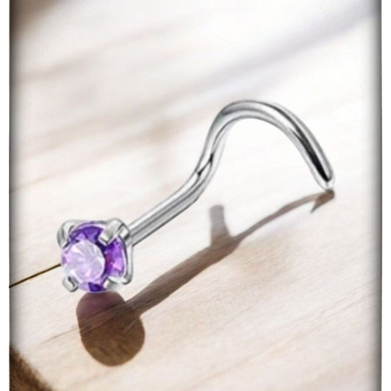 *Titanium & Purple Cubic Zirconia Nose Screw Stud