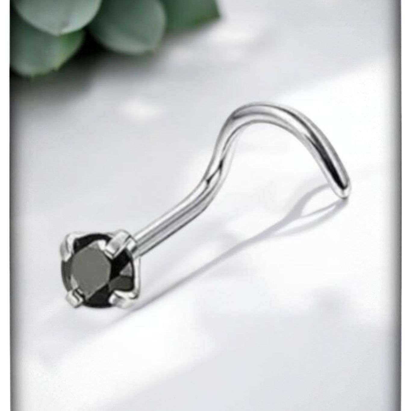 *Titanium & Black Cubic Zirconia Nose Screw Stud