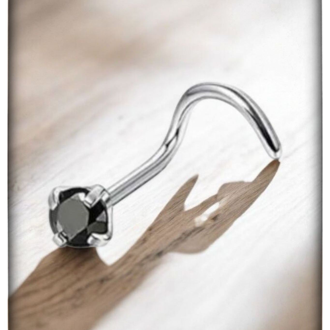 *Titanium & Black Cubic Zirconia Nose Screw Stud