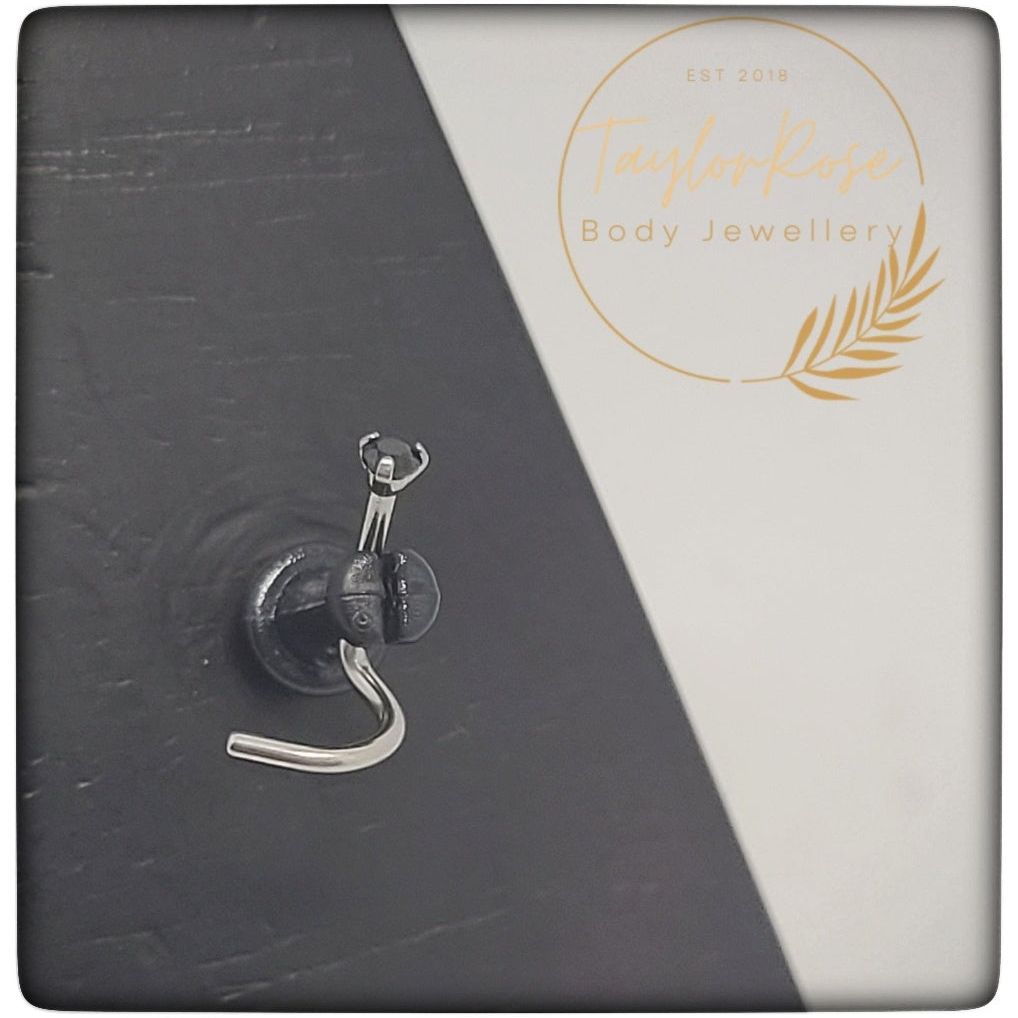 *Titanium & Black Cubic Zirconia Nose Screw Stud