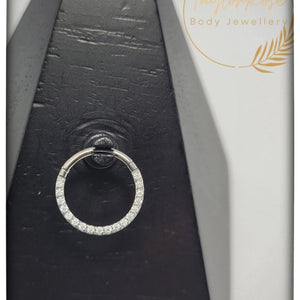 *Titanium & Cubic Zirconia Pavè Set Hinged Ring 10mm