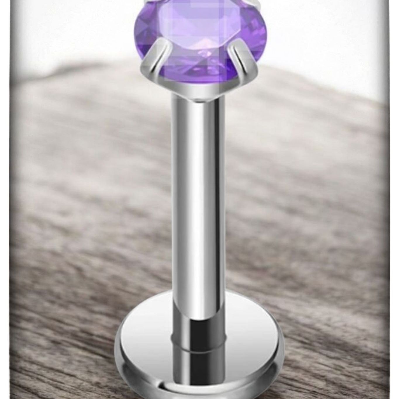 *Titanium & Purple Cubic Zirconia Stud