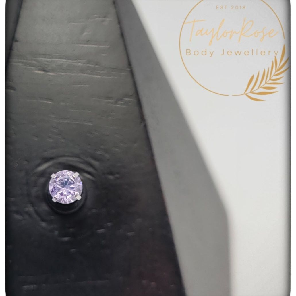*Titanium & Purple Cubic Zirconia Stud