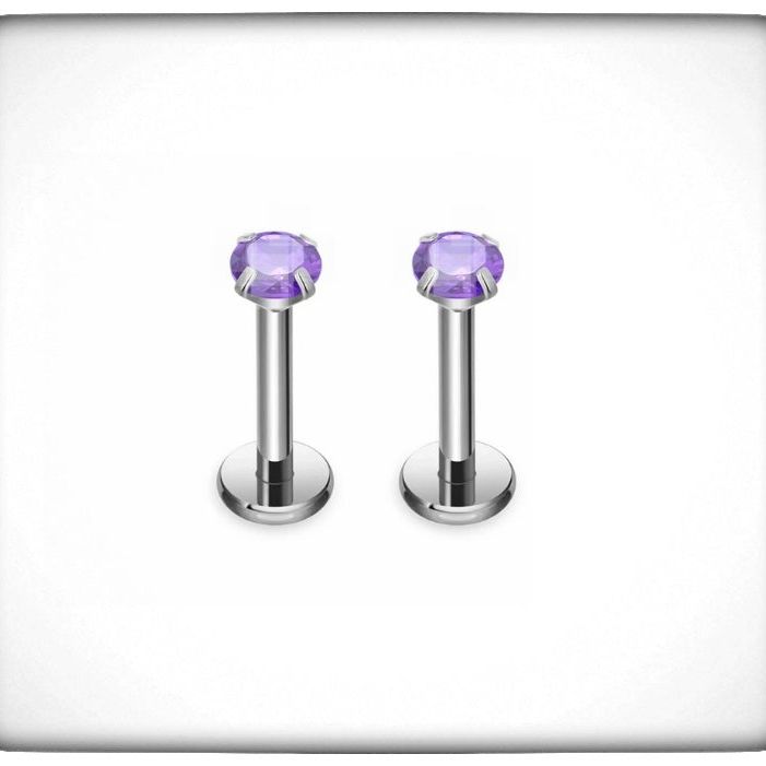 *Titanium & Purple Cubic Zirconia Stud