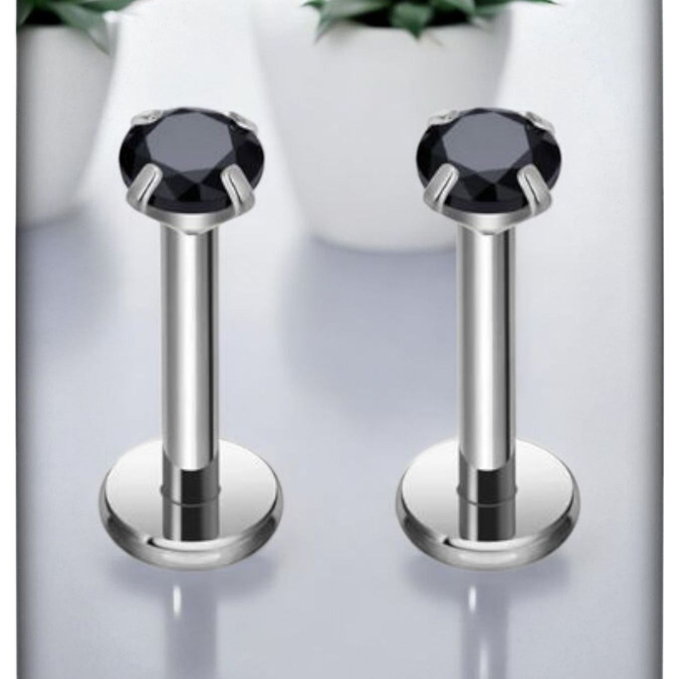 *Titanium & Black Cubic Zirconia