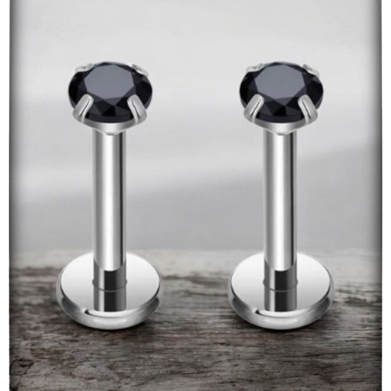 *Titanium & Black Cubic Zirconia